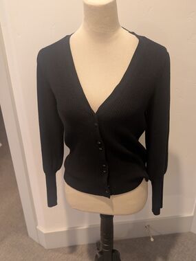 Classic Black V-Neck Women's Sweater Cardigan